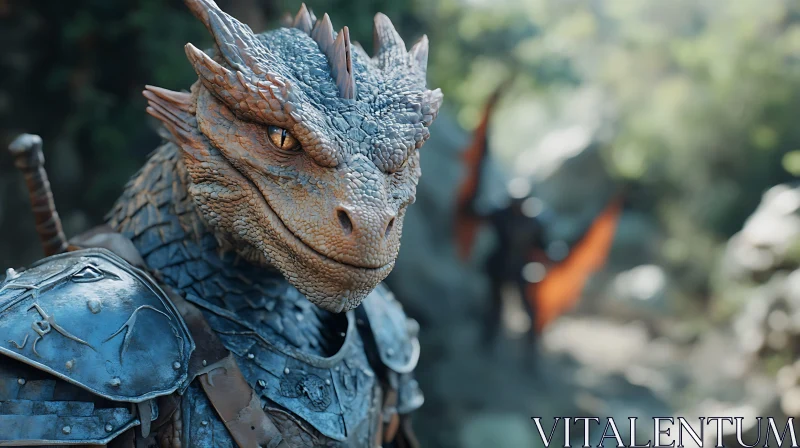 AI ART Dragon in Armor Close-Up