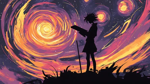 Cosmic Reader Silhouette Art