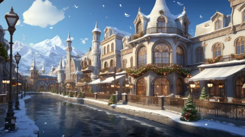 Enchanting Winter Fantasy City in Christmas Splendor