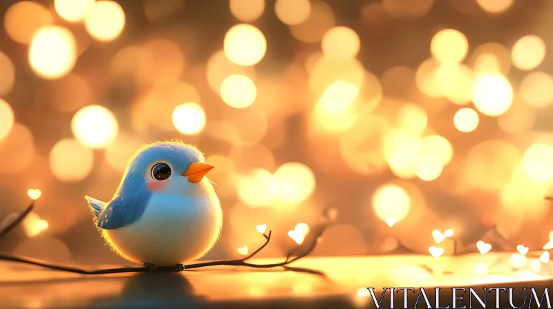 Adorable Bird with Bokeh Background AI Image