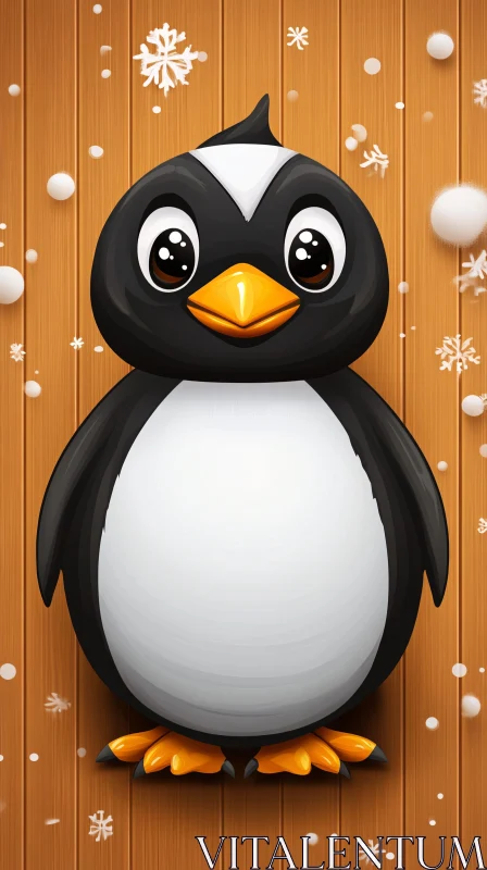 Cute Winter Cartoon Penguin AI Image