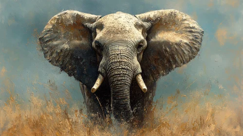 Elephant Marching through the Wild