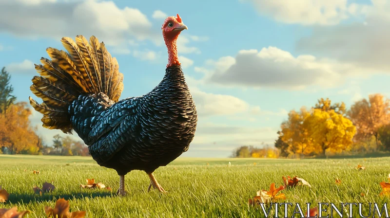 Thanksgiving Turkey in the Meadow AI Image