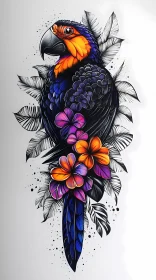 Vibrant Parrot Art