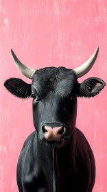 Cow Against Pink Canvas