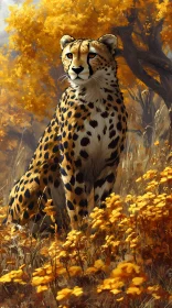 Cheetah in Autumn Nature