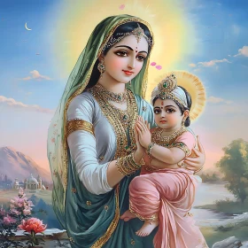 Indian Motherhood Art with Child