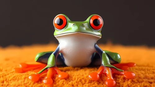 Vibrant Frog with Orange and Green Details