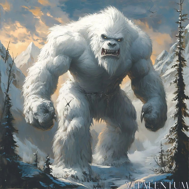 AI ART Snowy Yeti Monster in the Wild