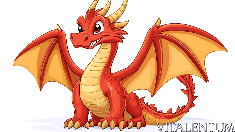 Cartoon Dragon with a Cheerful Expression AI Image