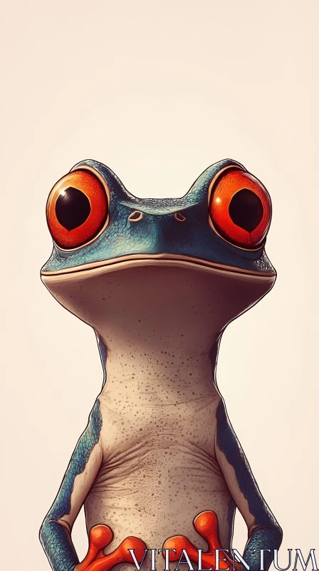 Frog with Striking Orange Eyes AI Image