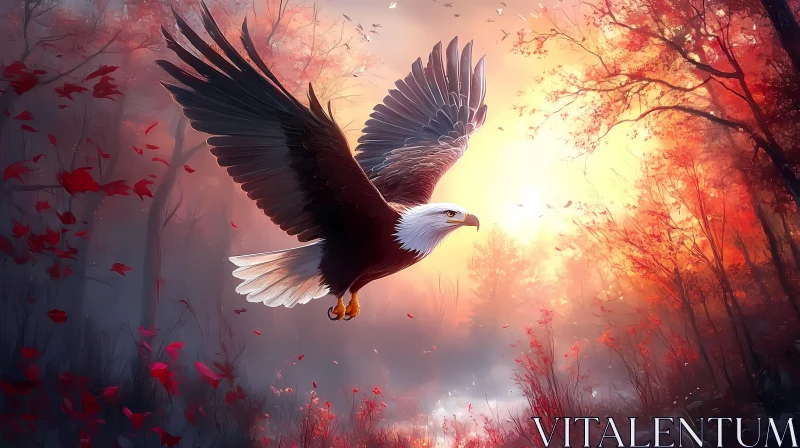 AI ART Majestic Eagle in Sunlit Woods