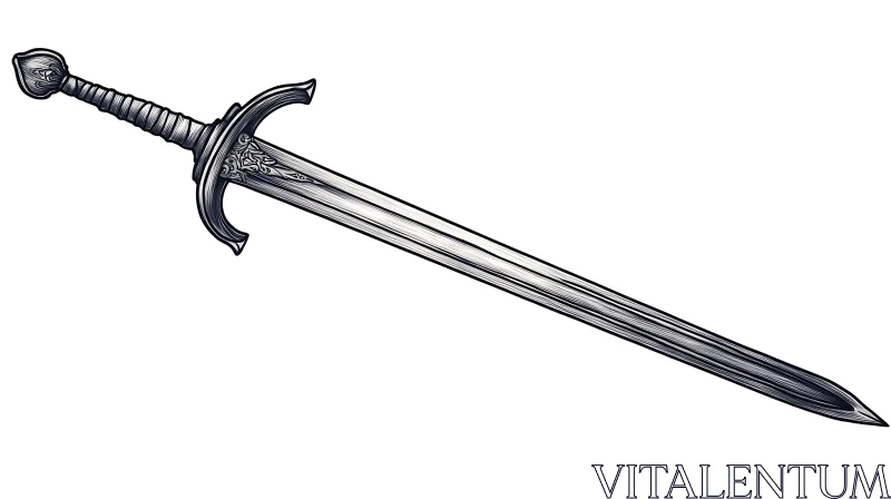 AI ART Ornate Sword on White Background