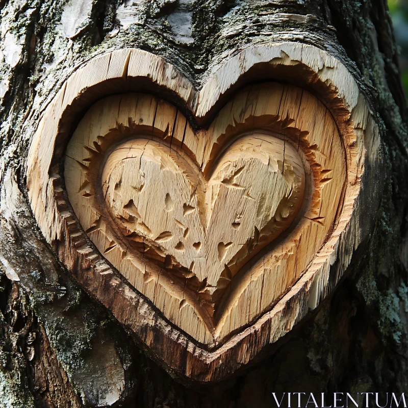 Love in Nature: Heart on Tree AI Image