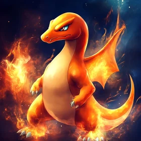 Fiery Dragon with Glowing Orange Scales