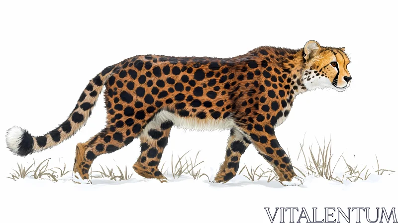 Cheetah Walking in Snow AI Image