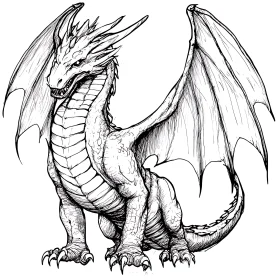 Monochrome Dragon Illustration