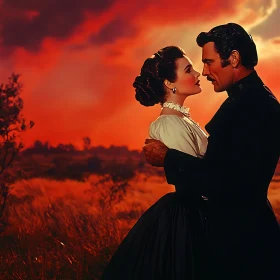 Timeless Love in Fiery Sunset