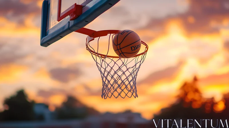 Sunset Basketball Game AI Image