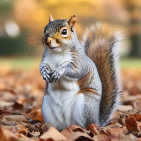 Grey Squirrel Among Fall Foliage
