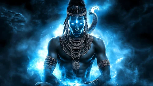 Glowing Meditative Figure Art