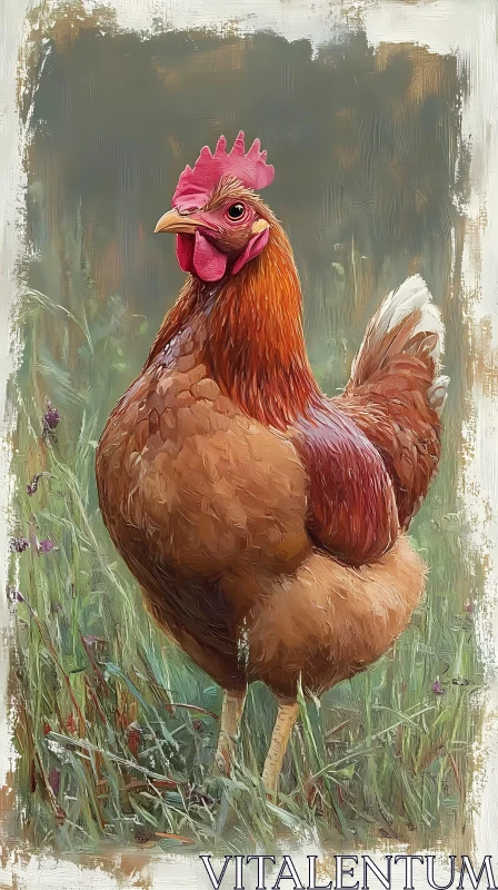 Elegant Farmyard Hen Portrait AI Image