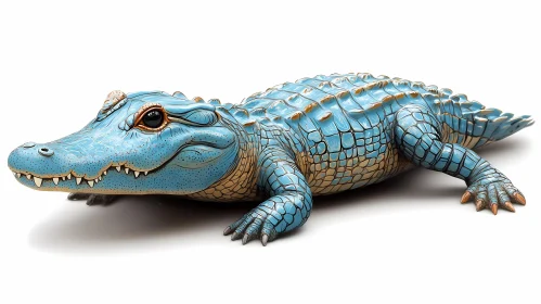 Blue-Hued Alligator Artwork