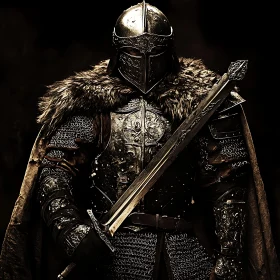 Medieval Warrior Portrait in Full Armor