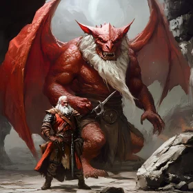Epic Battle: Warrior and the Red Dragon