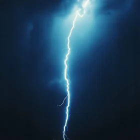 Striking Lightning Bolt in Dark Sky