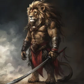 Fierce Lion Warrior Fantasy Illustration