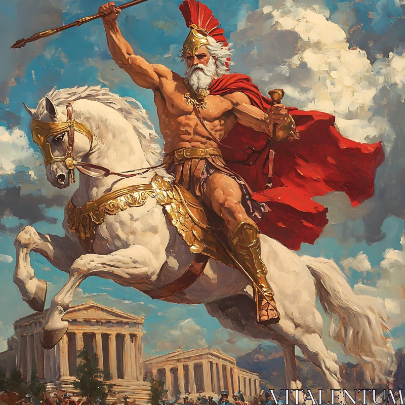 Warrior God on Horse Art AI Image