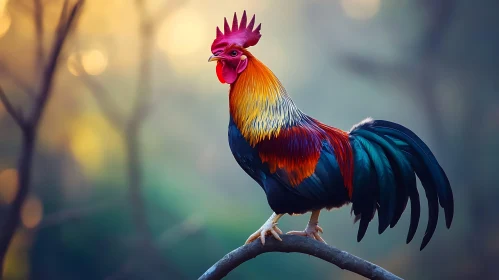 Colorful Rooster Portrait