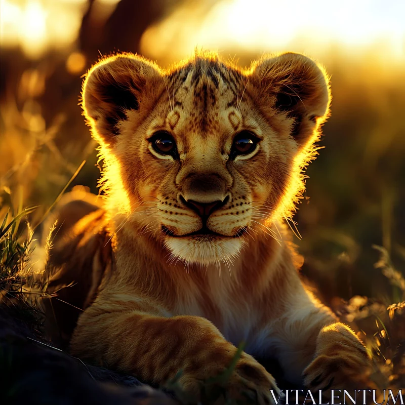 AI ART Golden Hour Lion Cub