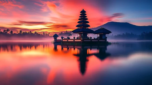 Sunset Temple Reflection