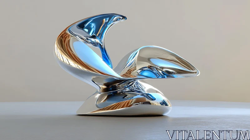 Fluid Chrome Art Piece: Modern Sculpture AI Image