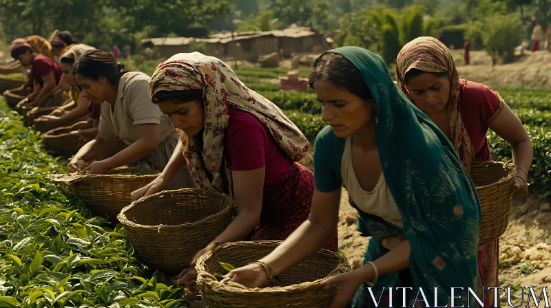 Women Gathering Tea Leaves AI Image