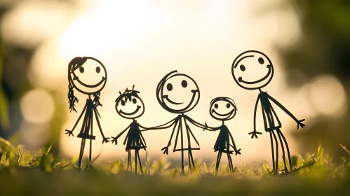 Simple Joy: A Stick Figure Family Portrait