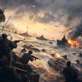 Intense Battleships and Soldiers at War