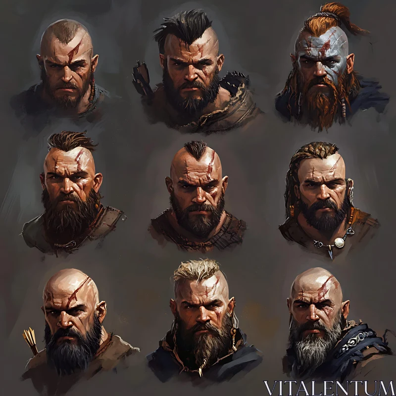 AI ART Array of Brave Warrior Portraits