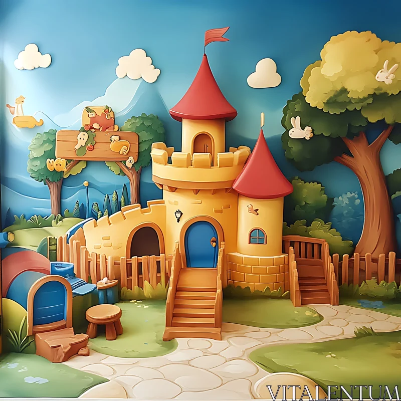 Cartoon Castle Playground AI Image