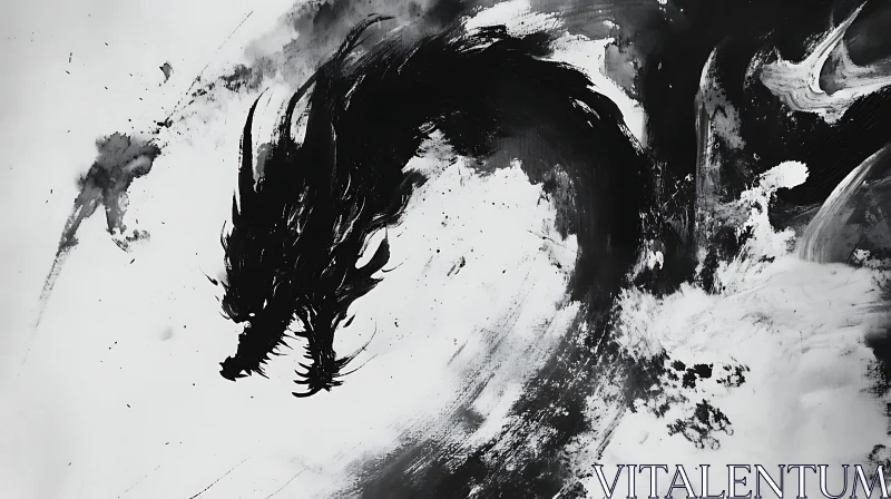 AI ART Abstract Dragon in Black Ink