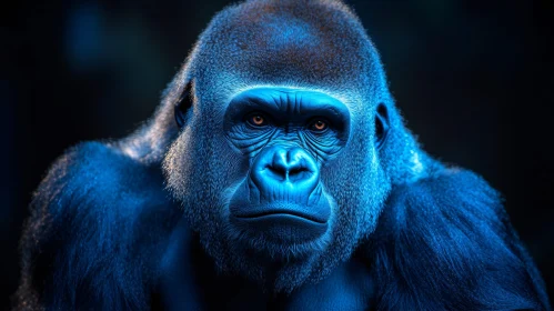 Majestic Gorilla in Blue Light