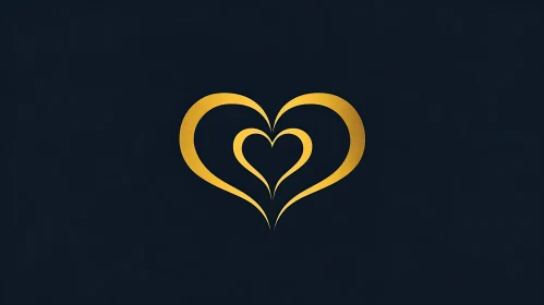 Abstract Golden Hearts on Dark Background