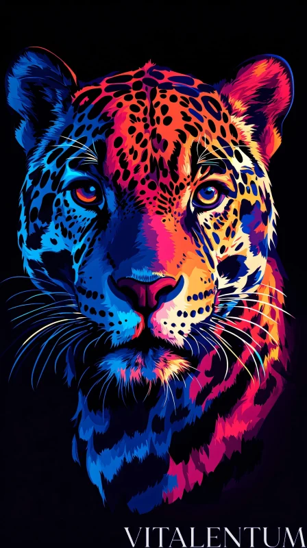 Colorful Leopard Face Art AI Image