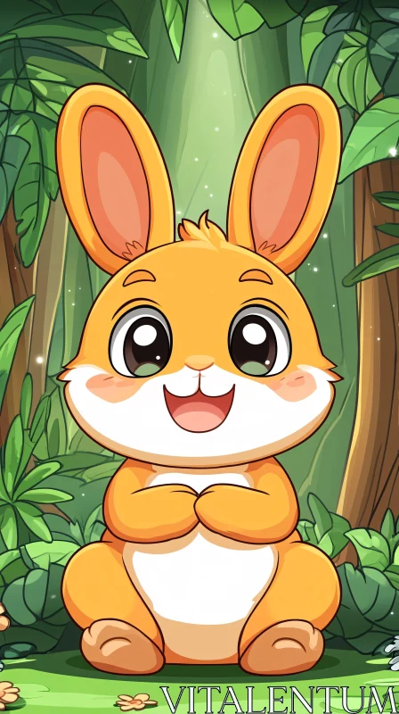 AI ART Playful Bunny in a Green Forest