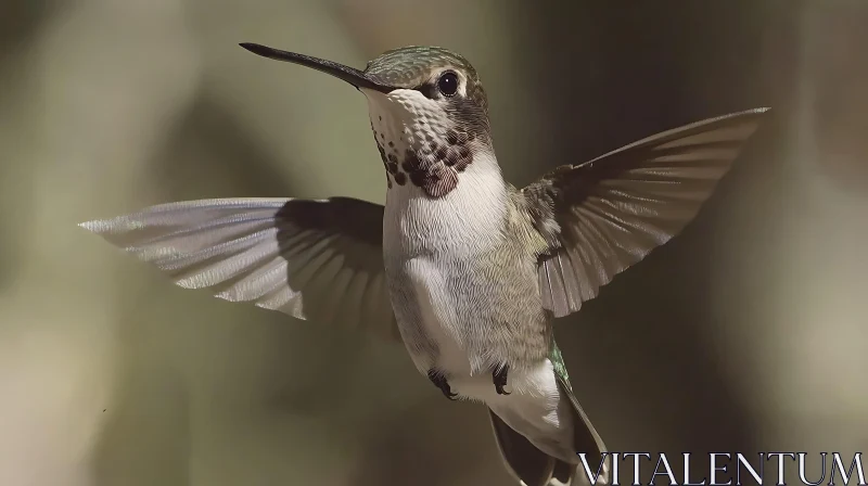 Delicate Hummingbird Captured Mid-Flight AI Image