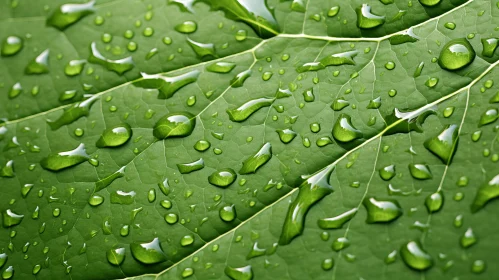 Close-Up of Green Leaf with Water Droplets: An Image of Environmental Consciousness