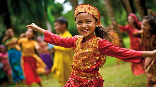 Festive Dance: Girl in Traditional Dress