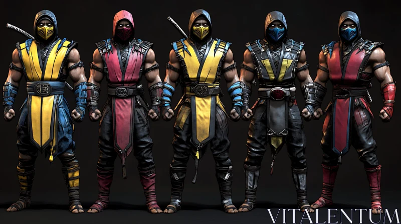 Fighters in Ninja Costume AI Image